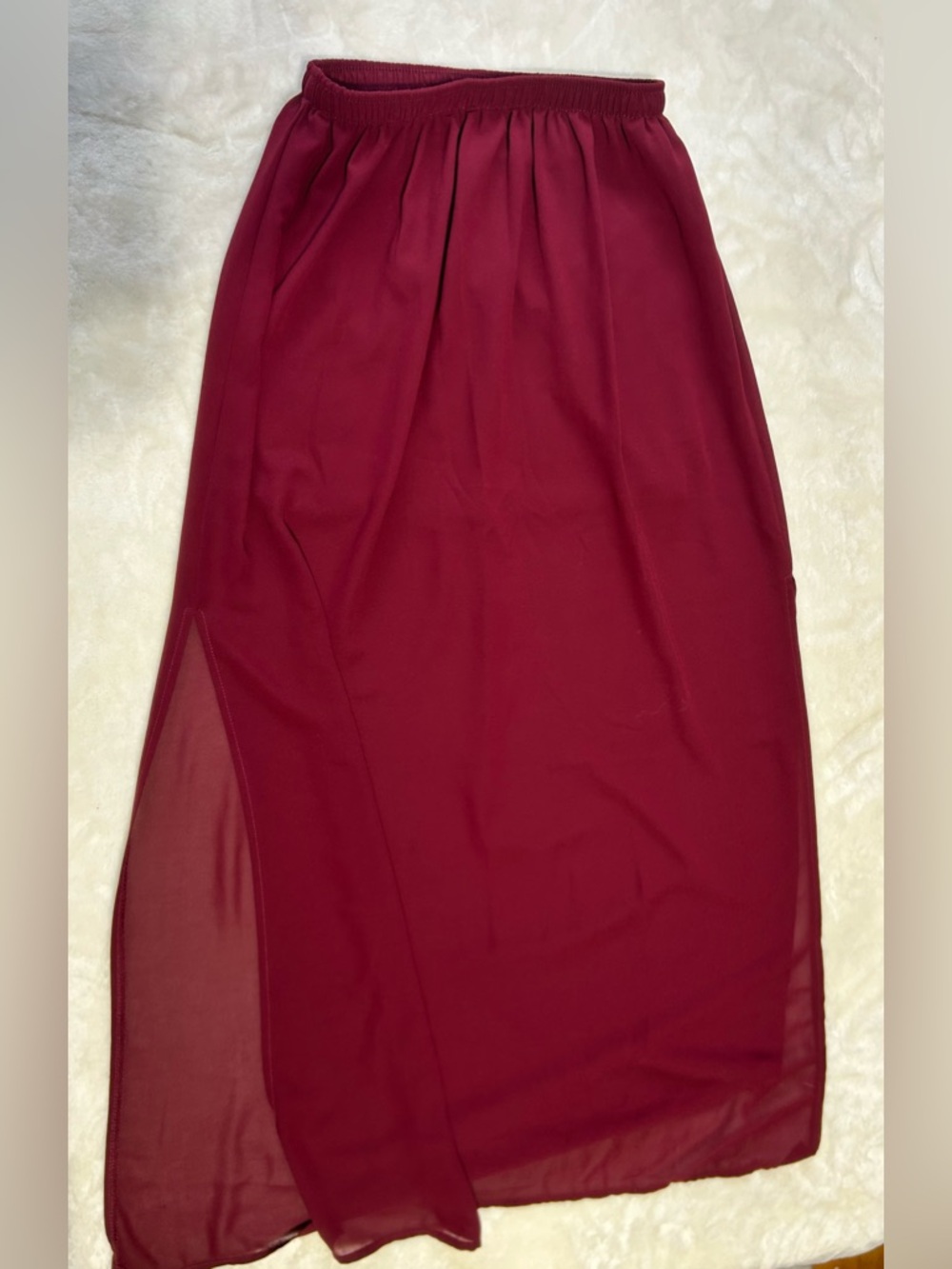 Women’s Burgundy Maxi Skirt with Side Slits